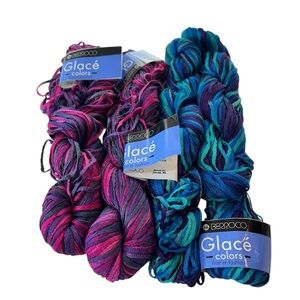 Berroco Glacé Yarn 4 Skeins Color 2866 and 2862 75 Yards Per Skein 100% Rayon